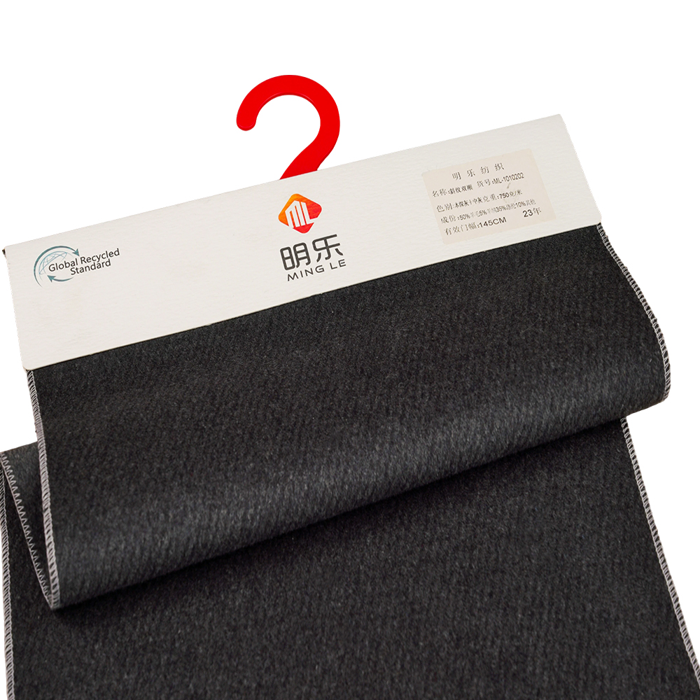 50 % villaa, 5 % kashmirta, 35 % polyesteriä, 10 % muuta, kuitua 750 G/M, tummanharmaa +, keskiharmaa, twill-kaksoispäällystys, ML-1010202